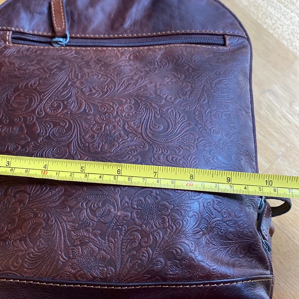 Jack Georges Genuine Leather Brown Backpack/Crossbody Bag
